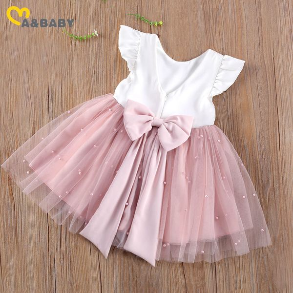 

ma&baby 6m-5y princess toddler kid child girl tutu dress pearl tulle party wedding birthday valentines day dresses for girls 210225, Red;yellow