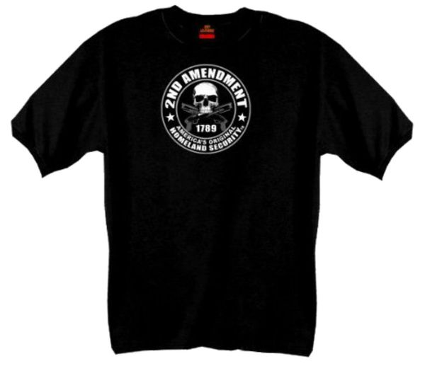 

2nd amendment 100% cotton double sided printed biker t-shirt, White;black