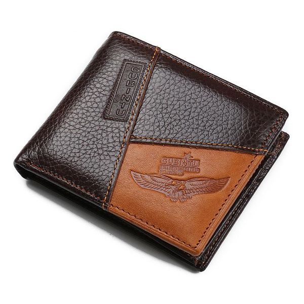 

men's personality splicing wallet creative leather wallet coin purse qb5014, Red;black