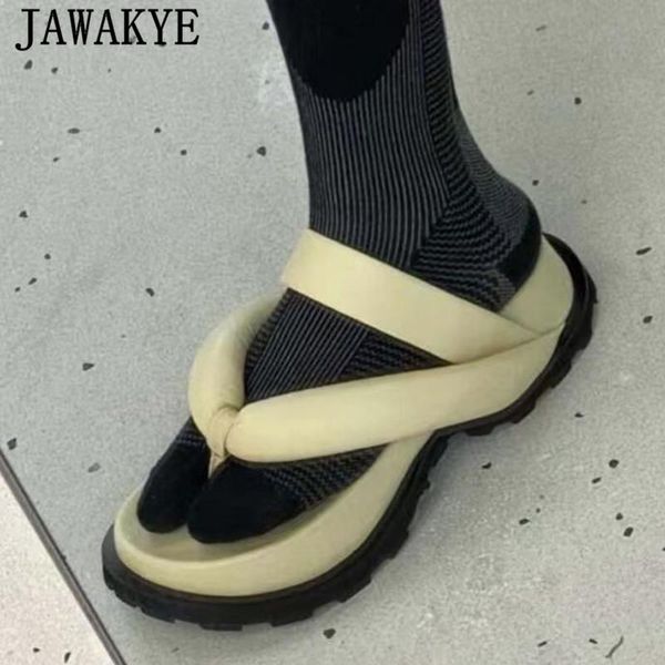 

slippers fashion brand flipflop platform summer slides women soft real leather thick sole outdoor casual shoes woman clip-on simple mules, Black