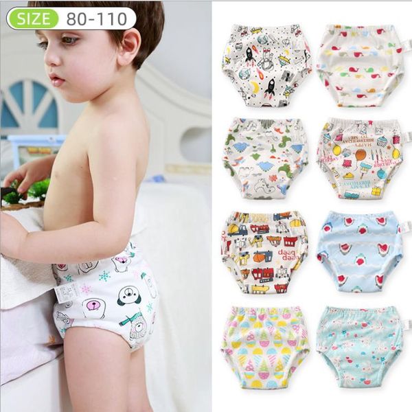 Pannolini per bambini Pantaloni da allenamento 6 strati Garza Biancheria intima per bambini Pannolini riutilizzabili Pannolini Pannolini di stoffa Mutandine 9 Disegni DW5612