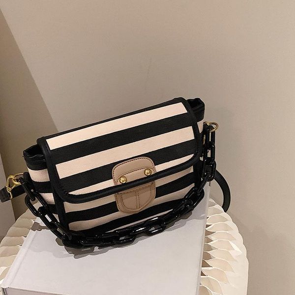 

evening bags [ on september] vintage stripe small square bag 2021 women's chic autumn and winter shoulder messenger wholesale