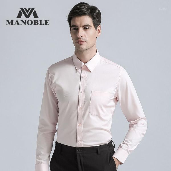 

men's dress shirt 2019 brands new fashion regular fit wedding shirts business long sleeve with cufflink pink1, White;black