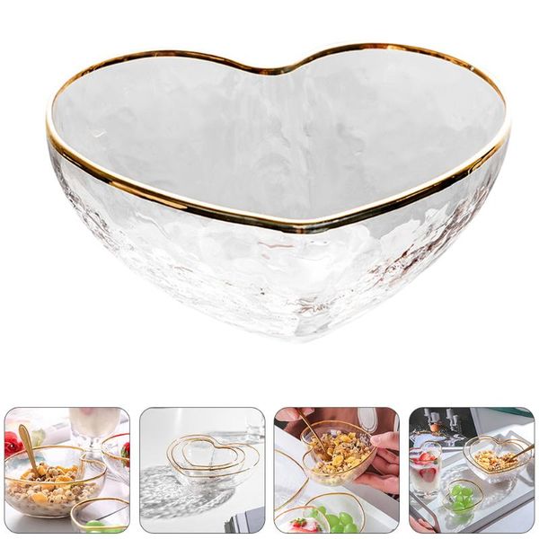 

bowls household glass dinnerware heart shaped bowl transparent fruit salad