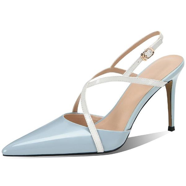 

sandals kmeioo genuine leather high heel pumps pointed toe thin heels party female shoes office ladies wedding 8.5cm, Black