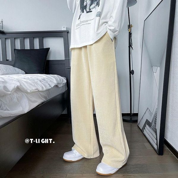 

men's pants autumn plus size wide-leg men fashion retro casual streetwear loose hip-hop straight mens baggy trousers, Black