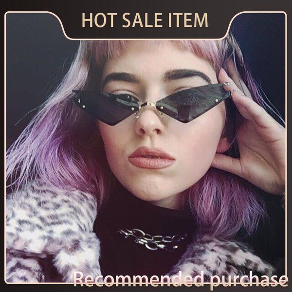 

metal new shaped brand vintage fashion cat eye sunglasses women 2021 designer reflective women glasses for mirror qwbsp, White;black