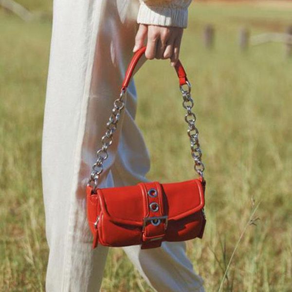 

shoulder bags mini retro women ring chain underarm handbags 2021 baguette messenger fashion pu leather solid