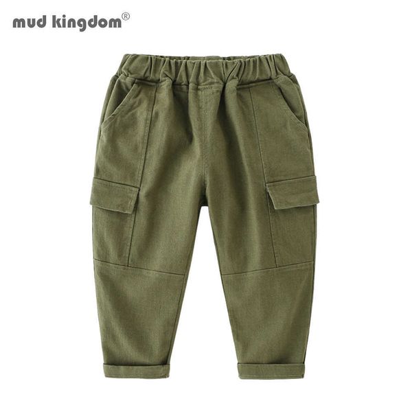 Mudkingdom Boys Boys Chino Грузовые брюки Причина Мода Твердая Хлопок Эластичная талия для 210615