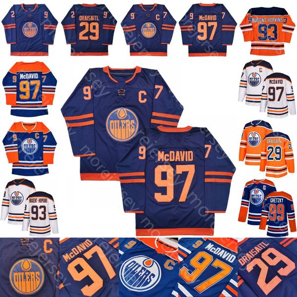 

custom edmonton oilers ice hockey jersey wayne gretzky leon draisaitl connor mcdavid milan lucic ryan nugent-hopkins all stitched, Black;red