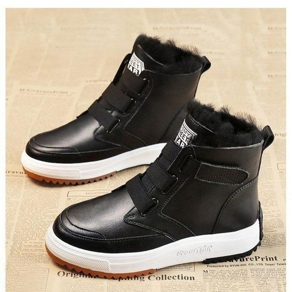 

boots women's snow thickened fleece warm non-slip waterproof winter comfortable versatile and durable leisure trend, Black