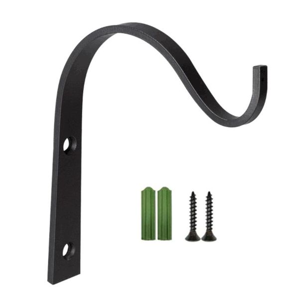 

hooks & rails 94pf simple wall iron hook bending molding clothes flower basket screw fixed black and white s type