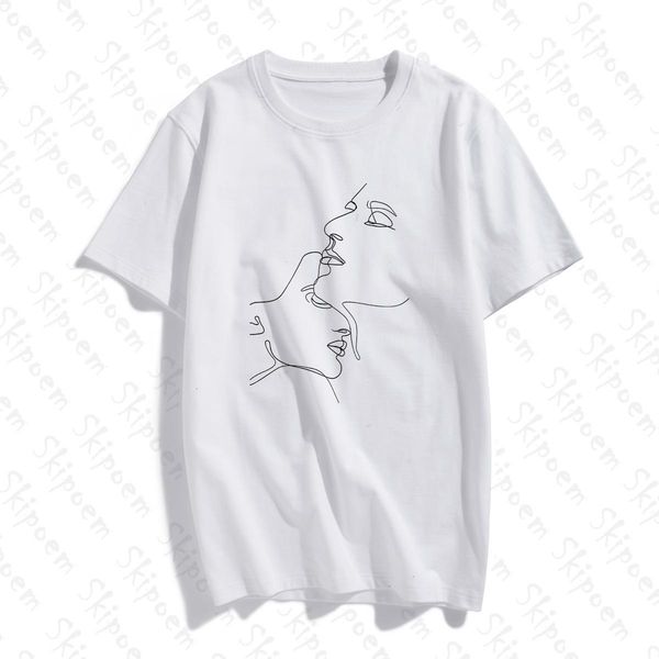 

love girl nordic kiss women tshirt kawaii tumblr vintage korean style cotton short sleeve plus size tee shirt femme clothes, White