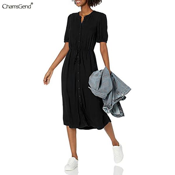 

casual dresses spring autumn fashion midi dress cute women shirt half sleeve a-line 2021 clothes vestidos, Black;gray