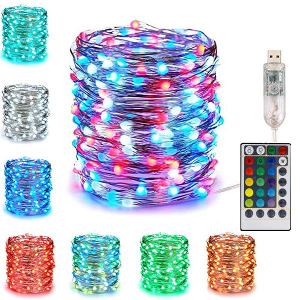 

strings 200/100/50 lights 16 colors copper wire string usb remote control decorative holiday party home decoration