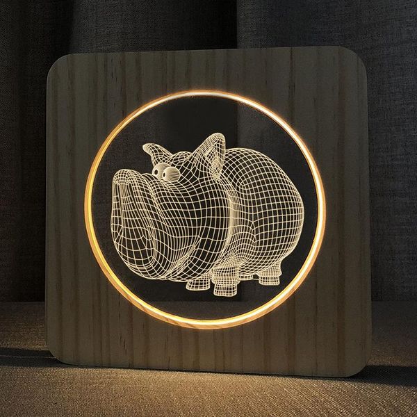 

party decoration boar 3d acrylic wood lamp cartoon creative atmosphere visual props