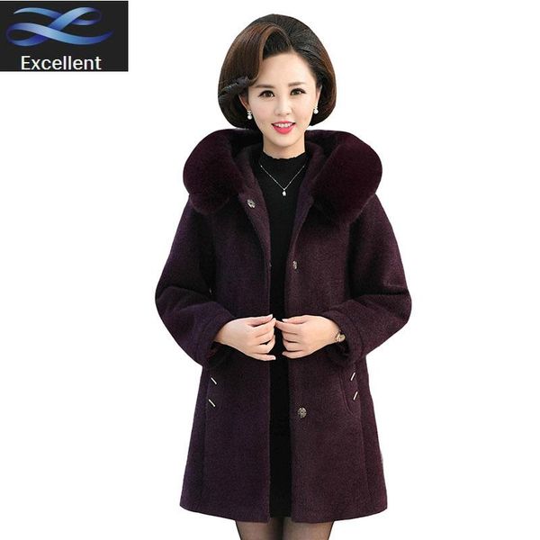 

women's fur & faux jacket velvet winter womens mink noble fashion medium long loose thick warm plus size 6xl collar hooded overcoat, Black
