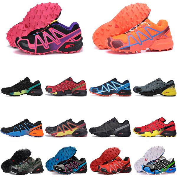 

wholesale speed cross 4 outdoor mens running shoes speedcross runner iv triple black pink #14 trainers men sports sneakers chaussures zapato
