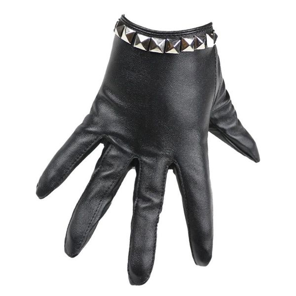 

fashion female night club pole dancing leather gloves women gothic punk rivets rock show half palm full finger fitness gloves, Blue;gray