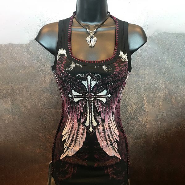 

2021 summer cross wing print women's sleeveless vest, White