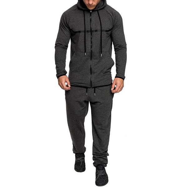 

men's tracksuits men tracksuit male sports 2pcs/set hoodie fashion running long sleeve casual jogging hooded, Gray