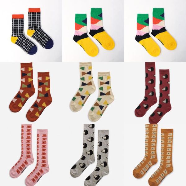 

socks bobo children's 2021 autumn and winter plaid in tube, Pink;yellow