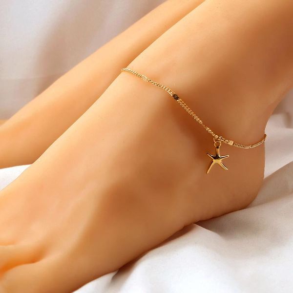 

anklets women starfish ankle summer beach charm rope five-pointed star shaped jewelry accessories for gift, Red;blue