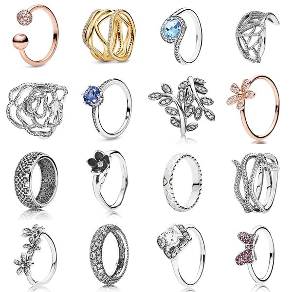 

new 2021 100% 925 sterling silver flower bow gems ring fit diy original bracelet fshion jewelry gift