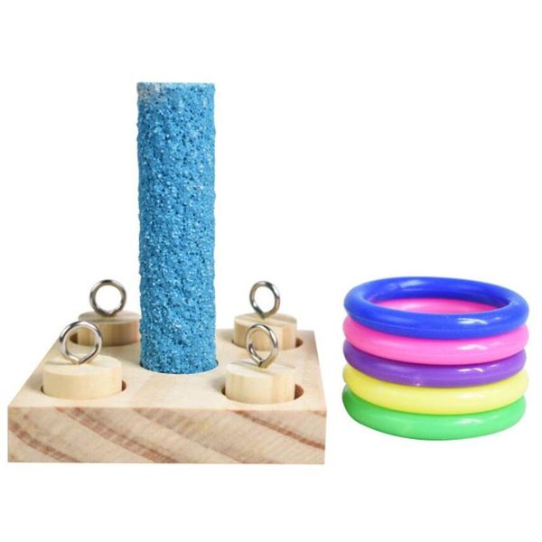 

other bird supplies birds parrot wooden platform plastic rings intelligence training chew bite puzzle toy block pet educational gifts