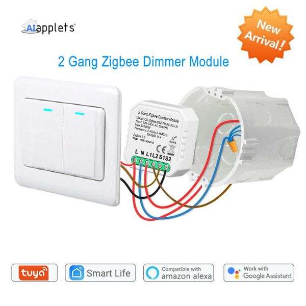 

smart home control tuya zigbee 3.0 dimmer switch module esp8266 controller light google assistant alexa echo voice zigbee2mqtt