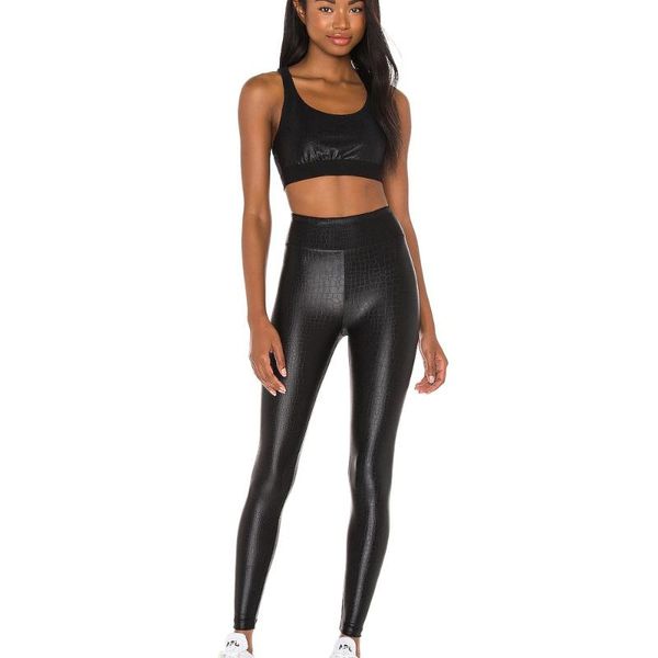 

yoga outfit 2021 bright black suit for fitness gym clothing women sportwear workout training set 2 piece sport woman active wear