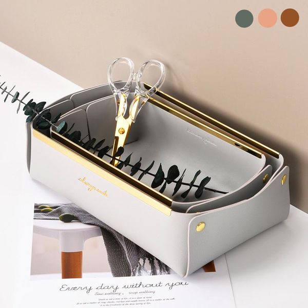 

storage boxes & bins 1pc nordic deskleather box porch bedroom cosmetics jewelry snack finishing tray home supplies