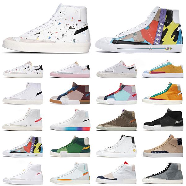

blazer mid 77 vintage designer shoes high low men women casual sneakers have a good game mosaic raygun snakeskin fashion sports mens trainer, Black