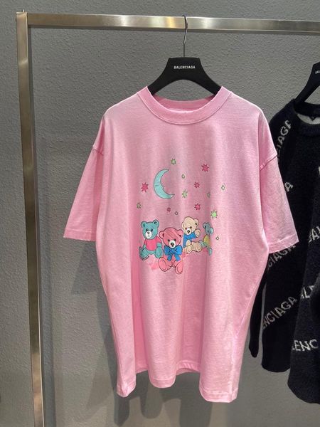 

men's t-shirts 2021 bear design pink short sleeve female t-shirt cool and comfortable summer, White;black