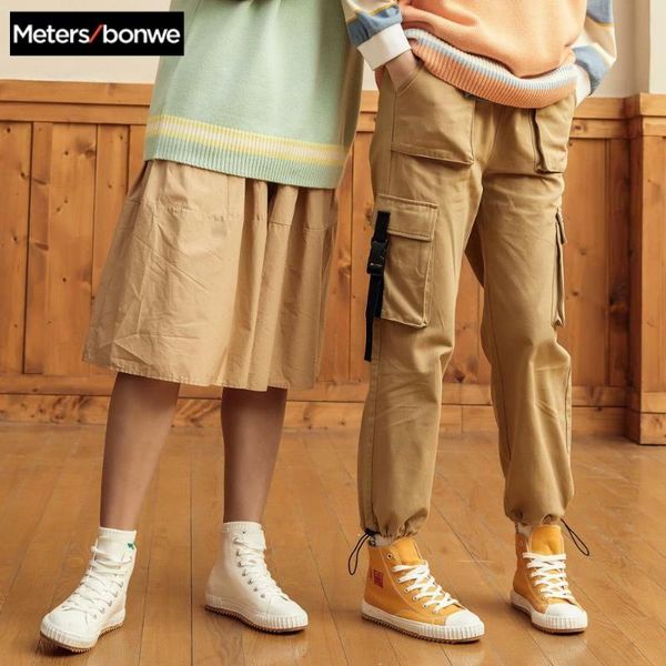 

women's pants & capris metersbonwe 2021 spring casual overalls for women trousers fashion handsome student straight cargo, Black;white