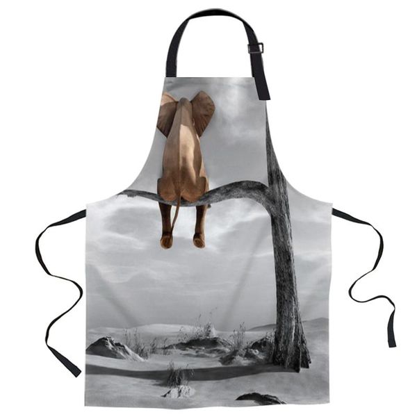 

aprons elephant branch moon grey desert printed kitchen cooking baking canvas sleeveless for women man kids home delantal cocina