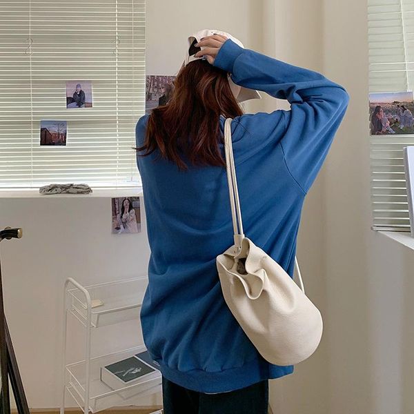 

evening bags all-match drawstring soft leather bucket bag student one-shoulder small messenger fashion dual-use