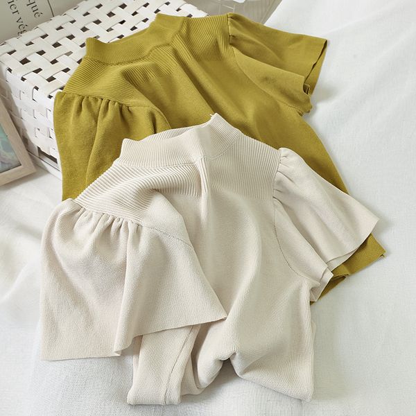 

2021 new sleeve spring pullovers knitted casual cute blouse for women sweaters fwus, White