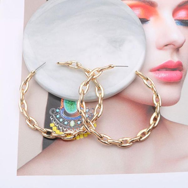 

hoop & huggie wholesale ins circle round alloy women earrings trendy gold color chrm female jewelry brincos, Golden;silver