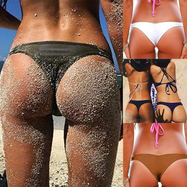 

thong bikini bottoms women g-string brazilian thongs swimwear swimsuit solid bottom v swim trunks #t1p