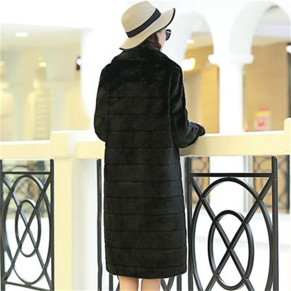 

rabbit skin coat from the fake women's stripe no 27 vc6r, Black