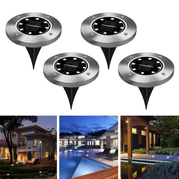 

solar lamps 4pcs 8 led powered ground light waterproof garden pathway deck lights lamp for home yard driveway lawn road