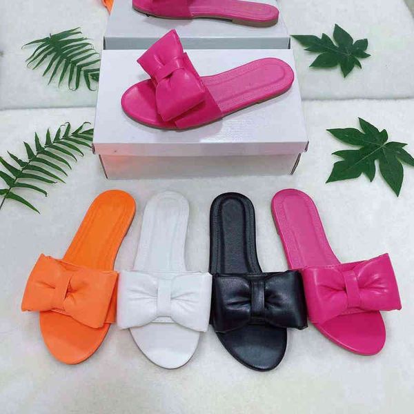 

official website 70% off outlet new style summer solid color casual all-match flat bottom bow decoration outdoor female comfortable beach sl, Black