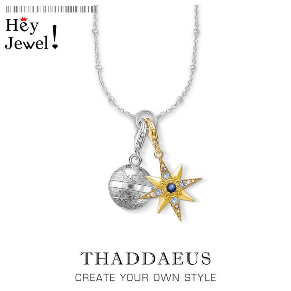 

chains charm necklace globe & star,2021 spring brand fashion jewelry europe 925 sterling silver bijoux gift for women men