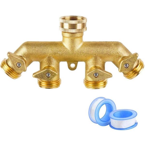 

hose splitter, garden hose splitter, 4 way 4 shut-off valves for garden watering (american thread 3/4)