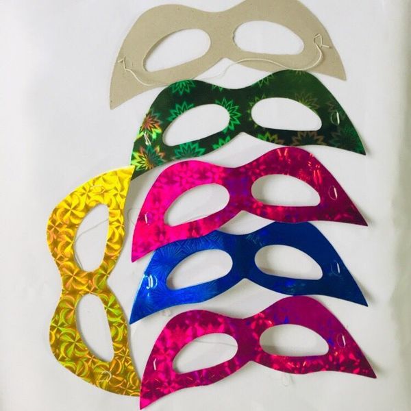 Лазерная картон маска творческие дети танцевать половину лица маска глиптостробуса многоцветный глаз маска для глаз универсальный случайный цвет