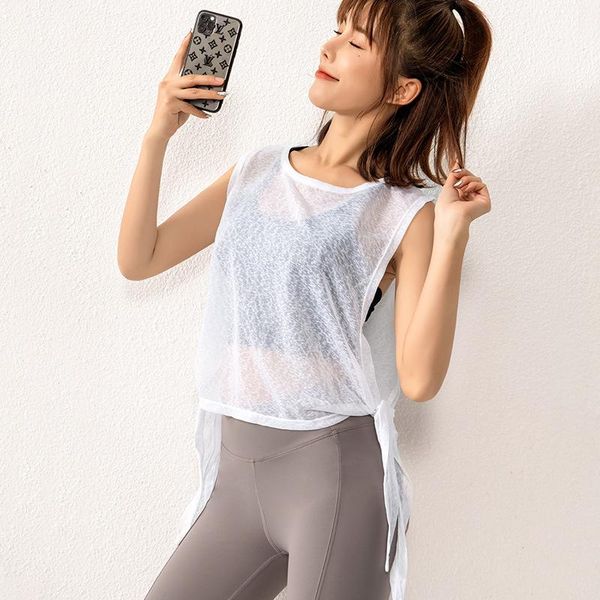 

yoga wear 2021 spring and summer new quick-drying t-shirt loose sleeveless blouse breathable fitness vest women, White;red
