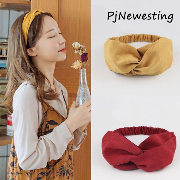 

hair accessories spring summer women vintage solid suede cross thin elastic headbands sweet hairbands bandanas turban fashion
