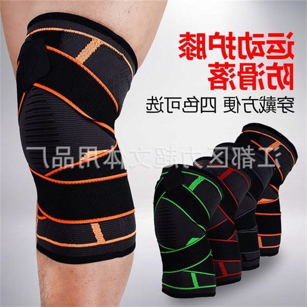 

sports winding pressure bandage knee protection running riding fitness injured patella thermal, Black