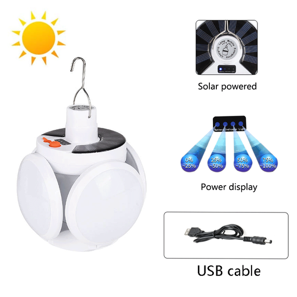 

new led solar camping light bulb outdoor waterproof 90Â° fold solar emergency rechargeable night light hiking fishing garden lamp